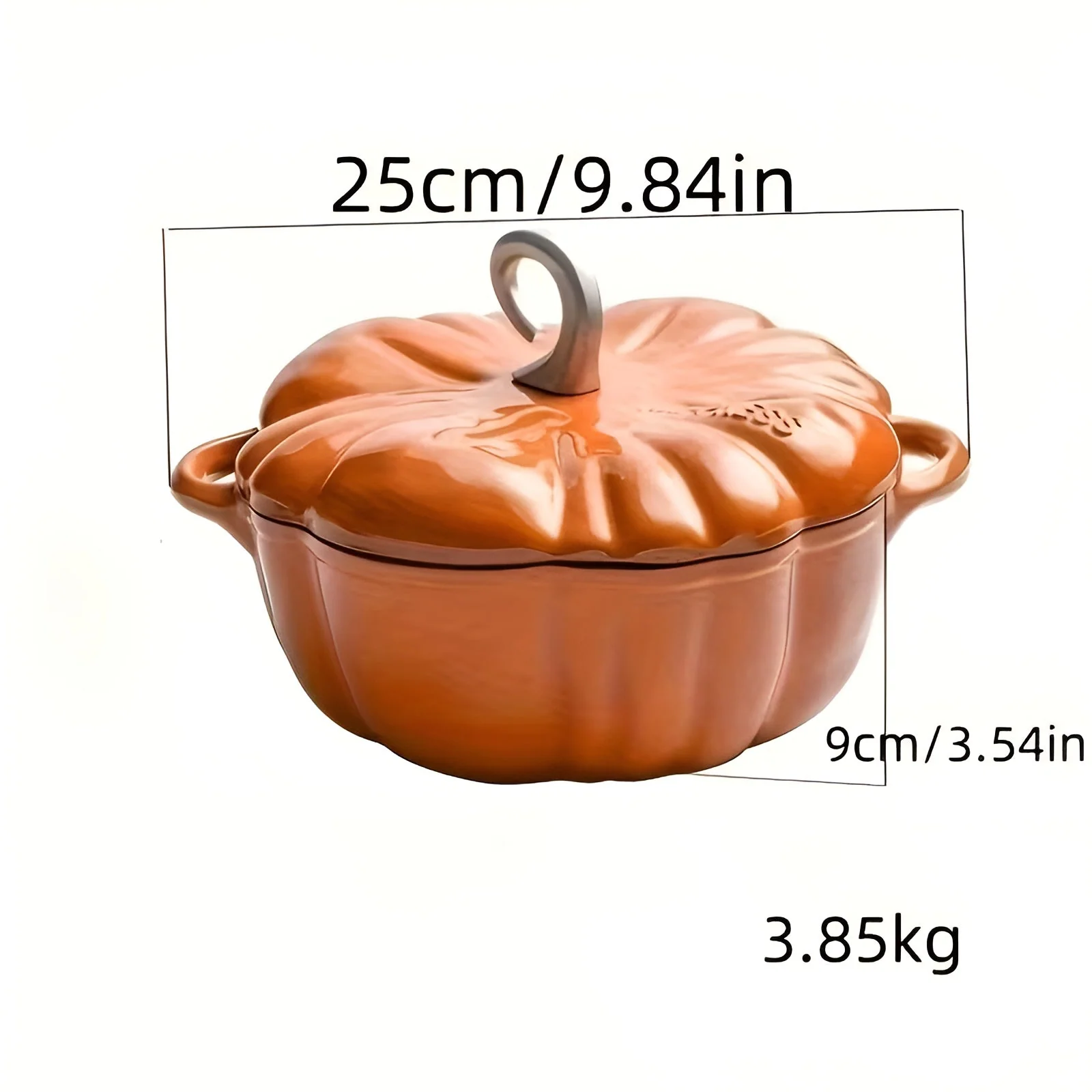 Orange pumpkin enamel cooking pot with matching lid