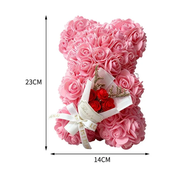 Charming Foam Rose Bear - 25cm Decorative Figurine for Gifts & Home Decor 5