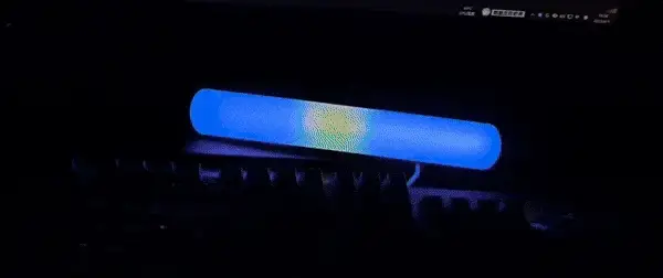 AURADESK RGB light strip glowing on a desk