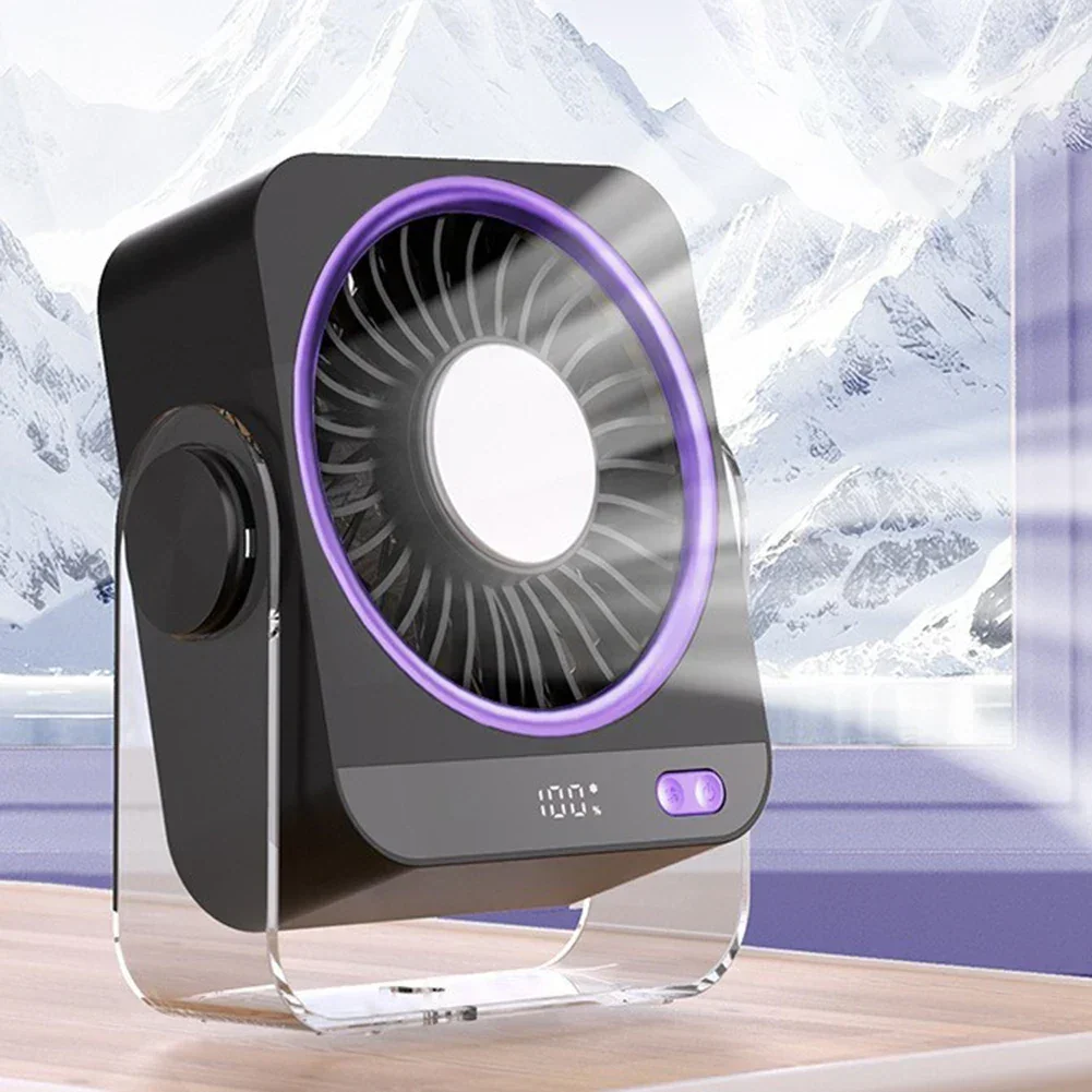 Portable Desk Fan with Rechargeable Battery and Digital LED Display