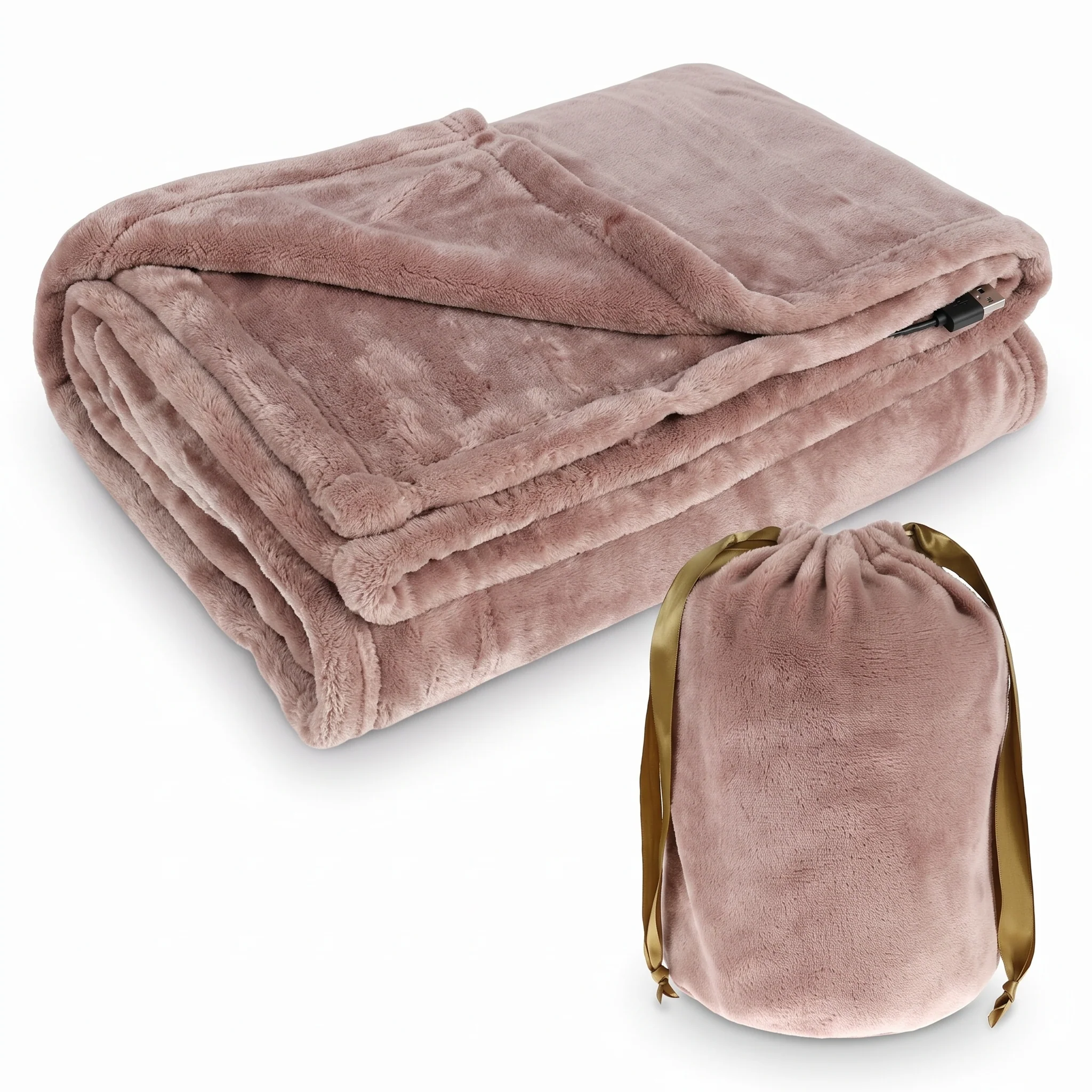 USB Heated Blanket Throw Cordless Portable Design With Soft Fleece Fabric