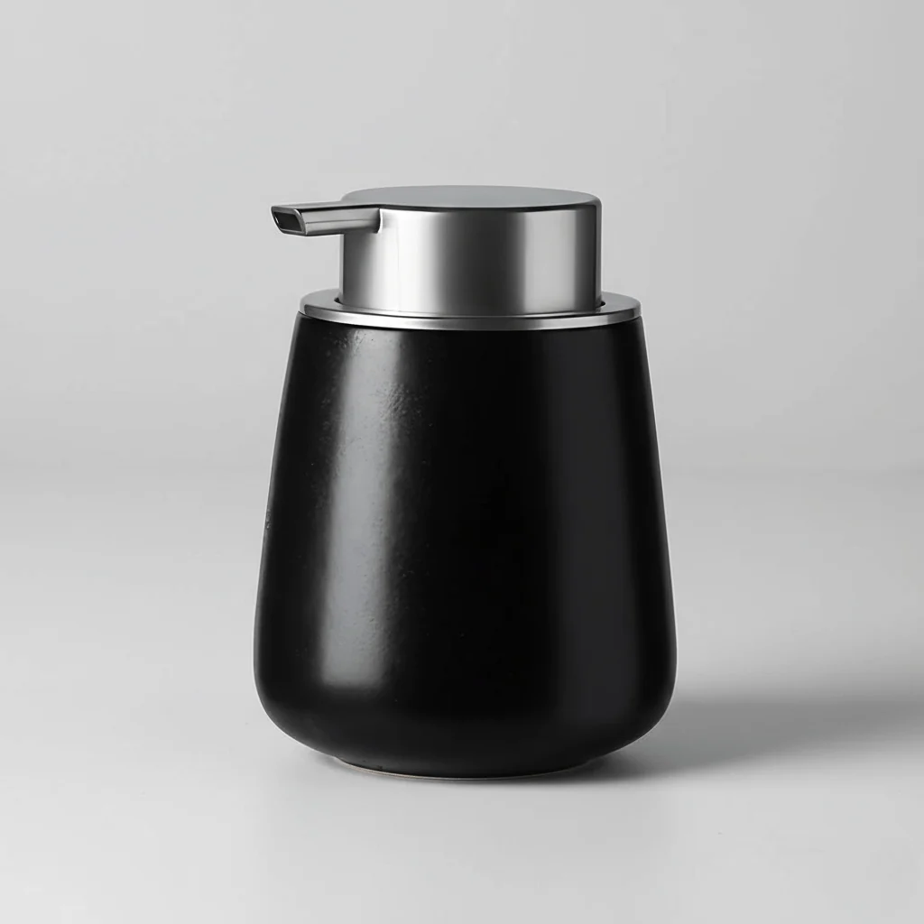 Ceramic Soap Dispenser with Pump 400ml Matte Rounded Bathroom Lotion and Hand Soap Bottle for Countertop
