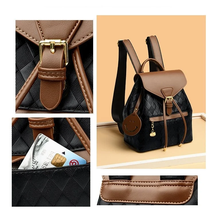 Mini backpack with drawstring closure and gold-tone hardware