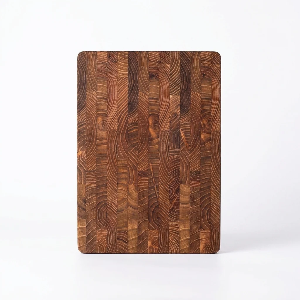 Teak End Grain Cutting Board — Large Wooden Chopping & Charcuterie Board with Hidden Handles