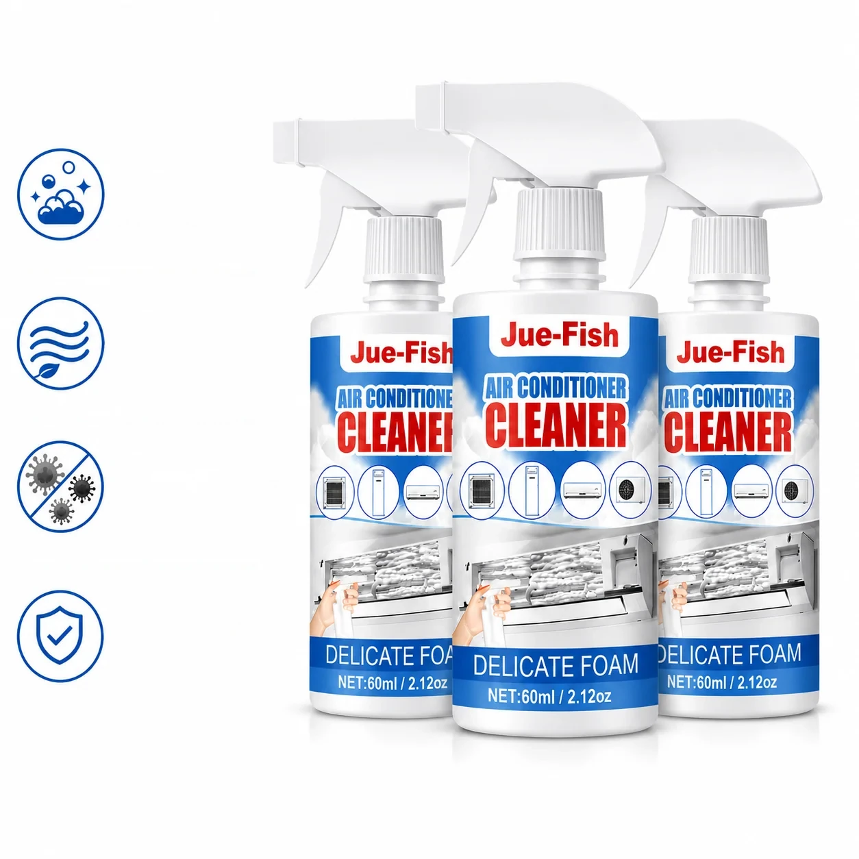 3 Bottles of Air Conditioner Cleaner Foam Spray