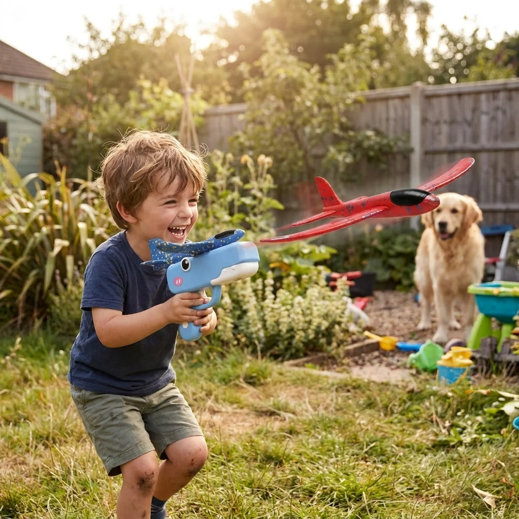 Catapult Glider Launch Toy, Easy-Launch Flying Airplane for Indoor Outdoor Play