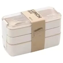 Bento Lunch Box Three Tier Stackable Leak Proof Compartment Container with Utensils