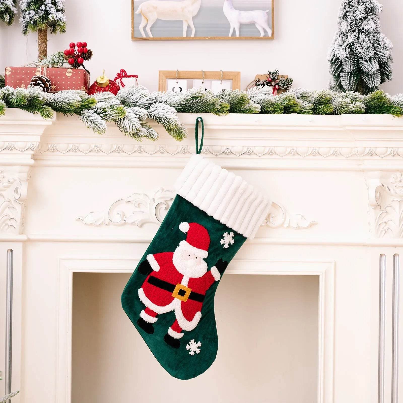 Gold velvet patch Christmas stockings