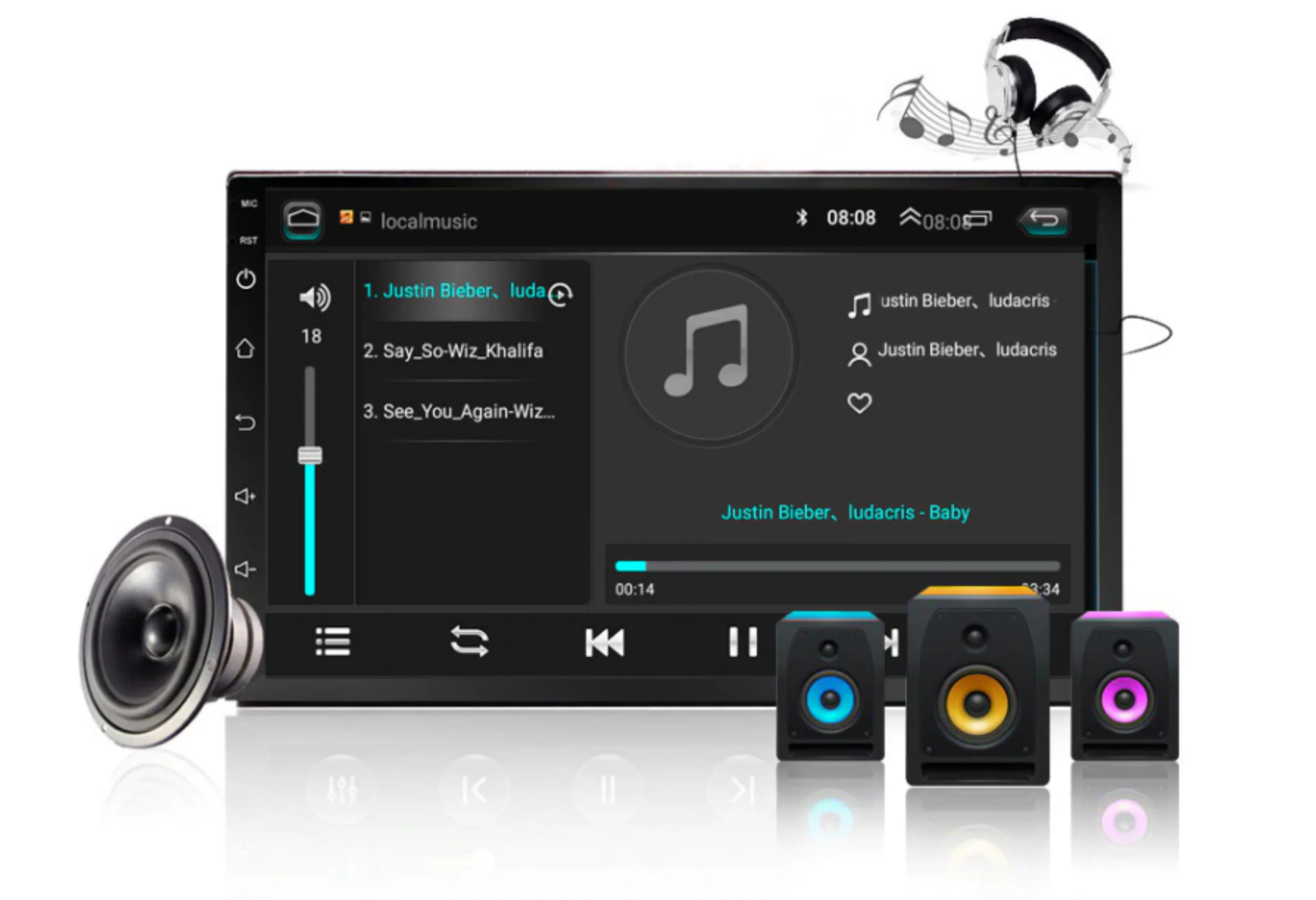 Android Double Din Car Stereo GPS Bluetooth Multimedia Player