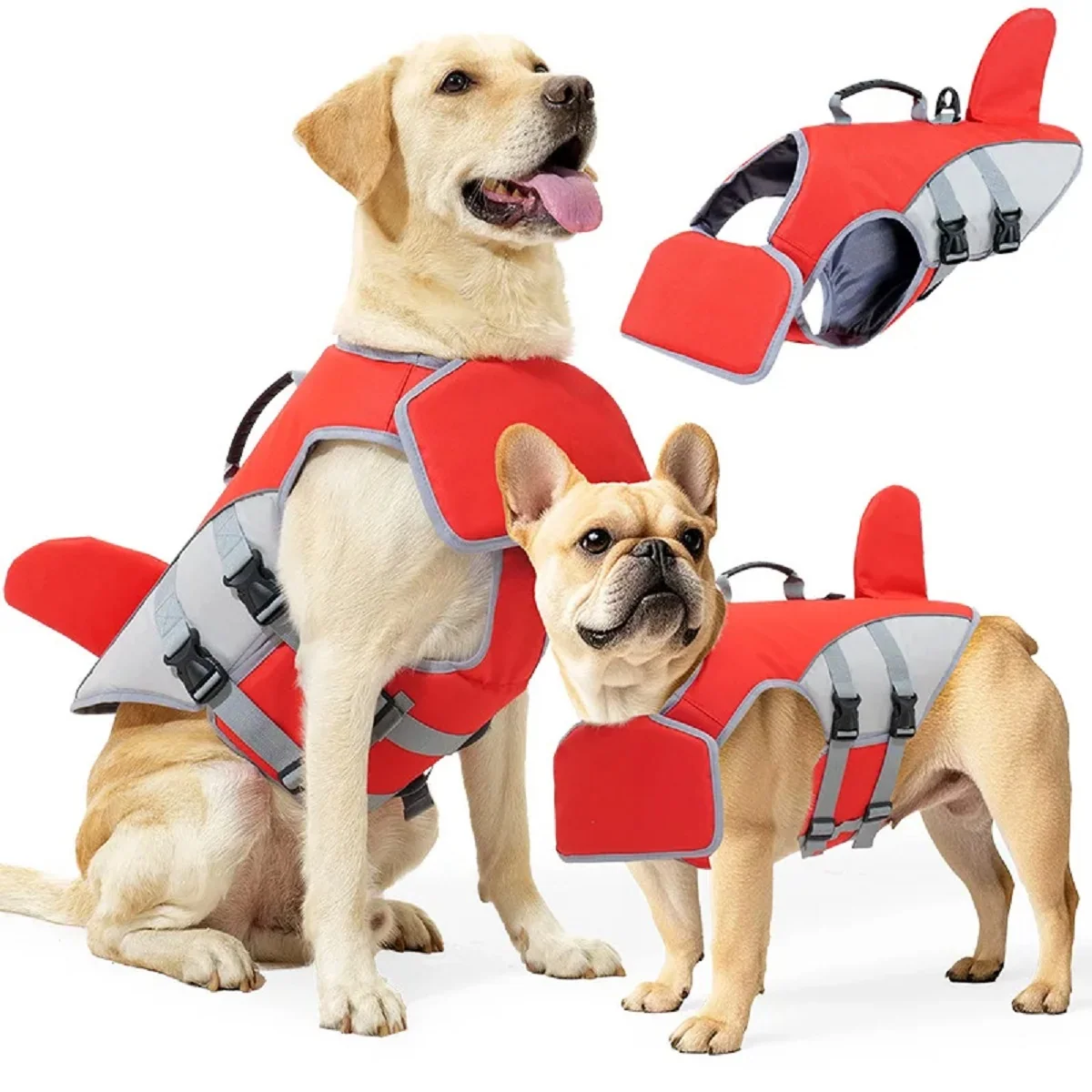 Shark Fin Dog Life Jacket –Adjustable Pet Swimming Safety Vest