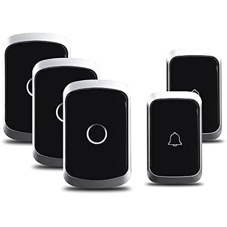 Wireless doorbell chime kit with LED light, 2 receivers and 2 push buttons, 1000-feet range, 38 chime tunes and 3 volume levels