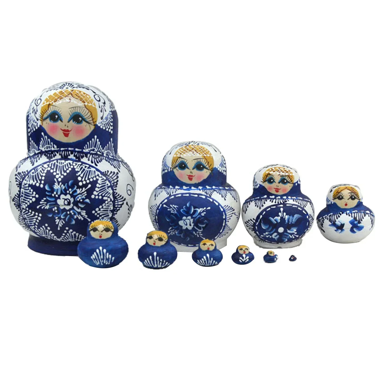 10-Piece Wooden Russian Matryoshka Nesting Doll Set – Cultural Décor & Gift