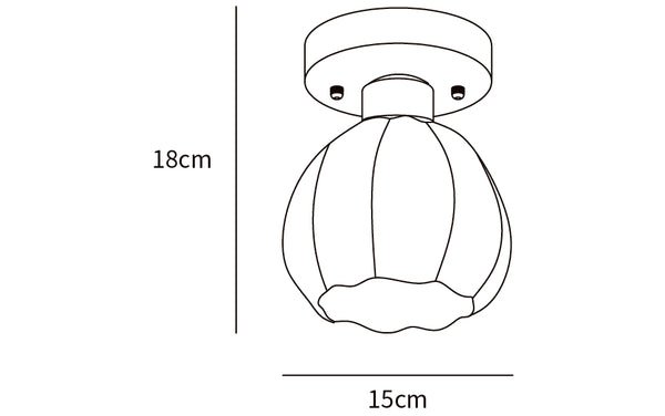 Semi-flushmount ceiling light with a white glass floral shade and a green metal frame