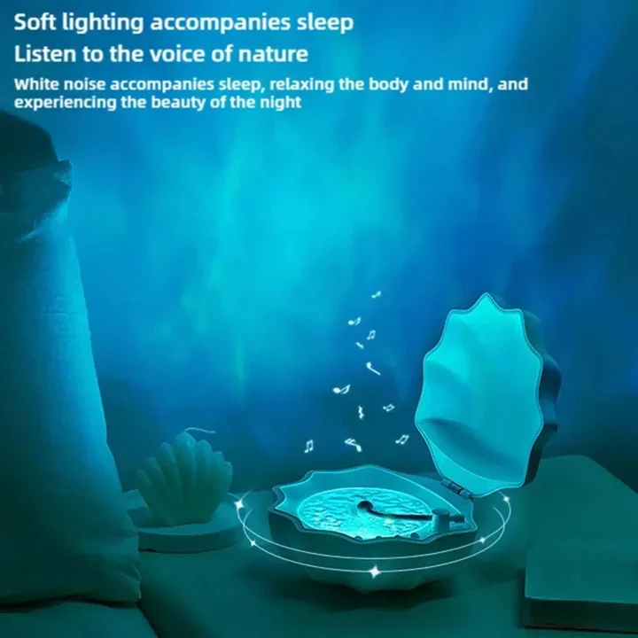 Shell Bluetooth Speaker with Night Light shown glowing