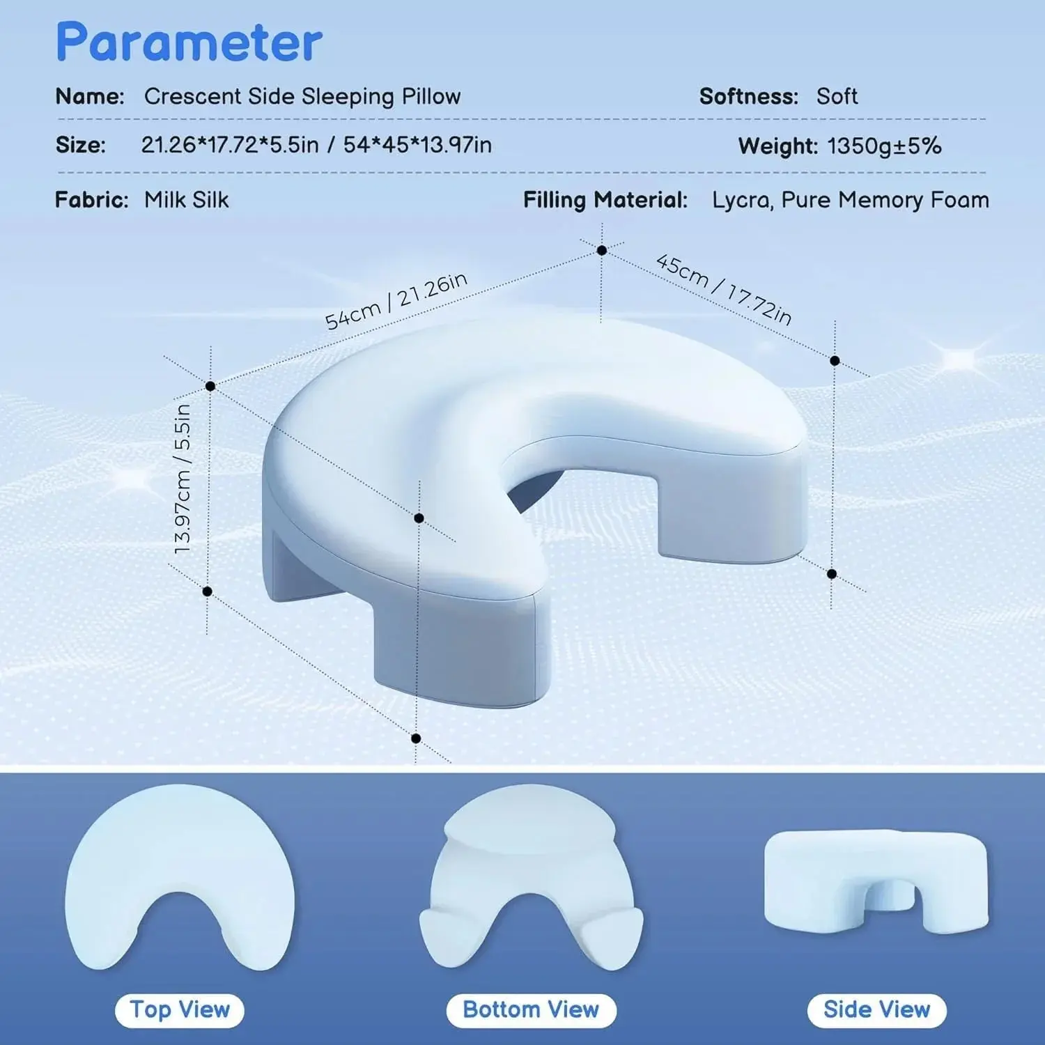 Side Sleeper Pillow with Arm Channels – Support Foam Cushion