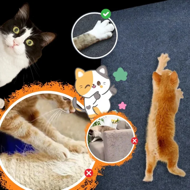 Cat scratch pad cut to size and fitted to a sofa, wall or floor