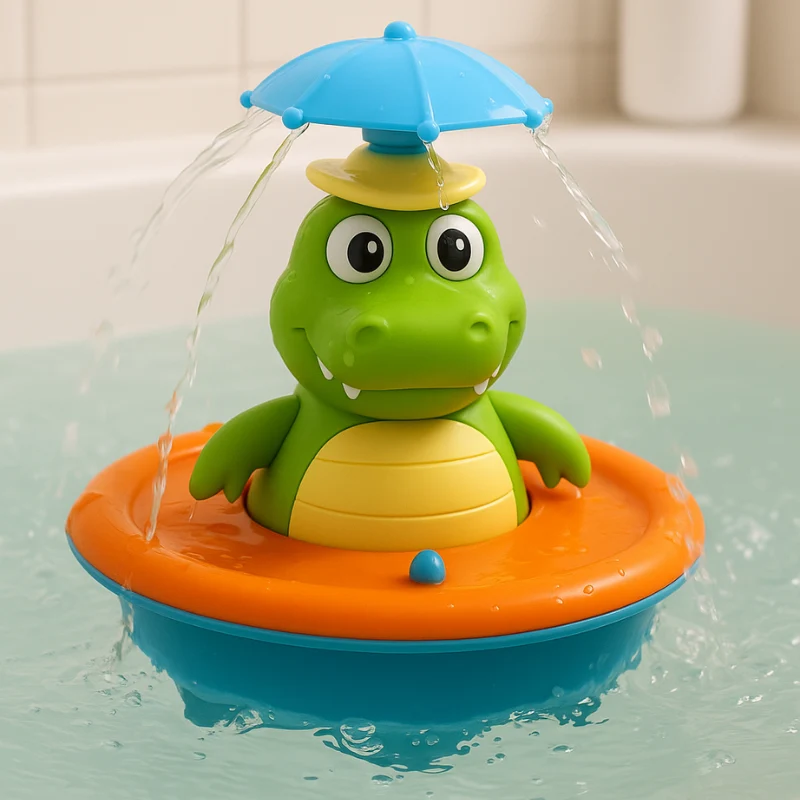 Rotating bath toy with lights