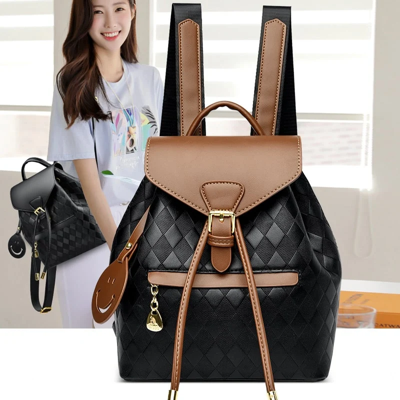 Women's mini backpack in diamond quilted faux leather
