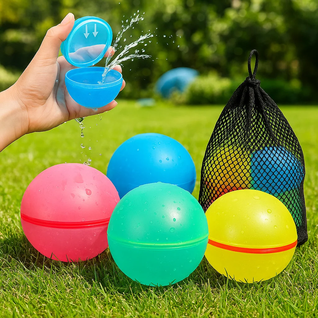Reusable Water Balloons Set - Self-Sealing Silicone Magnetic Balloons, Quick-Fill Summer Water Toys for Children & Family Fun