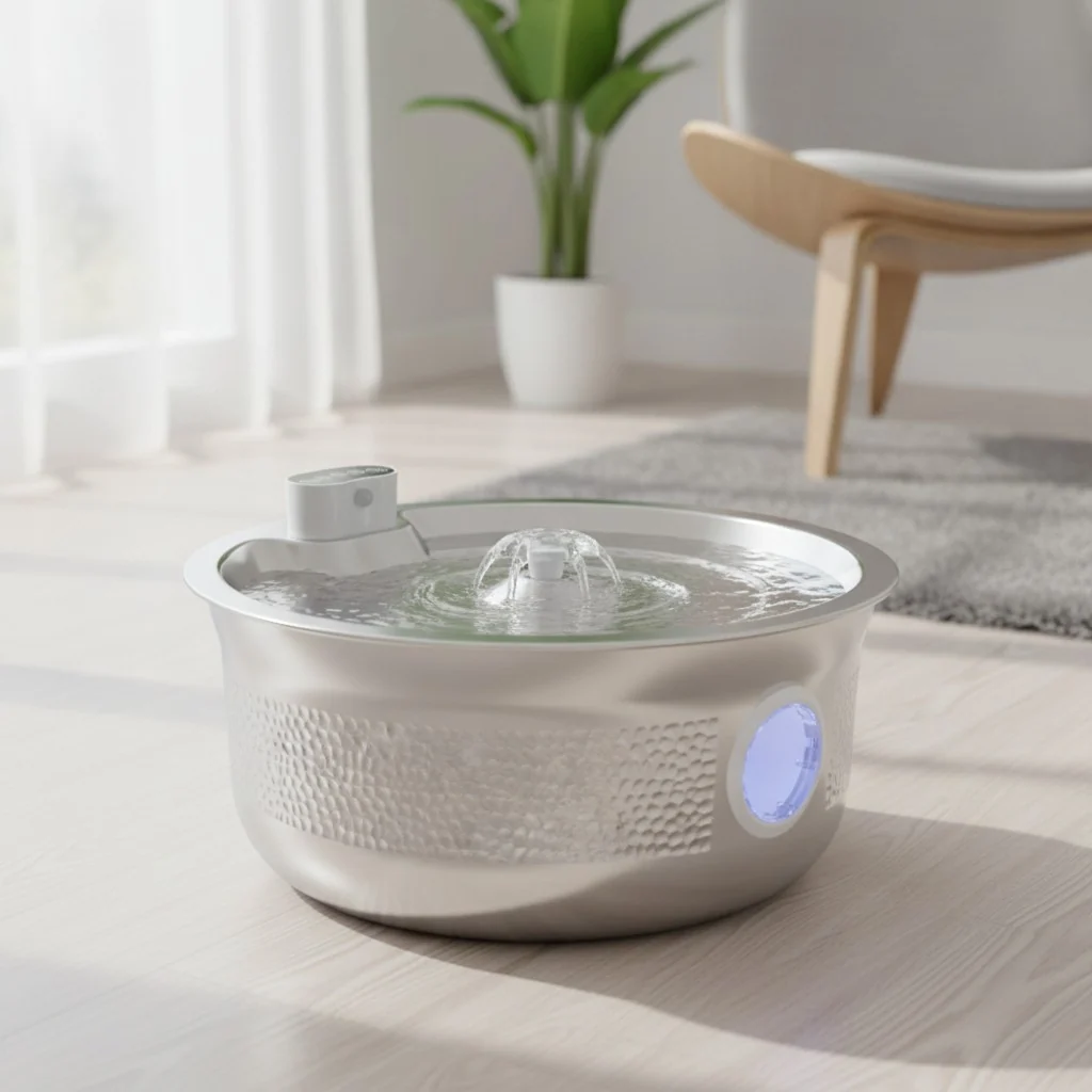 Pet Water Fountain, Cordless Stainless Steel, Motion Sensor Water Dispenser for Cats and Dogs