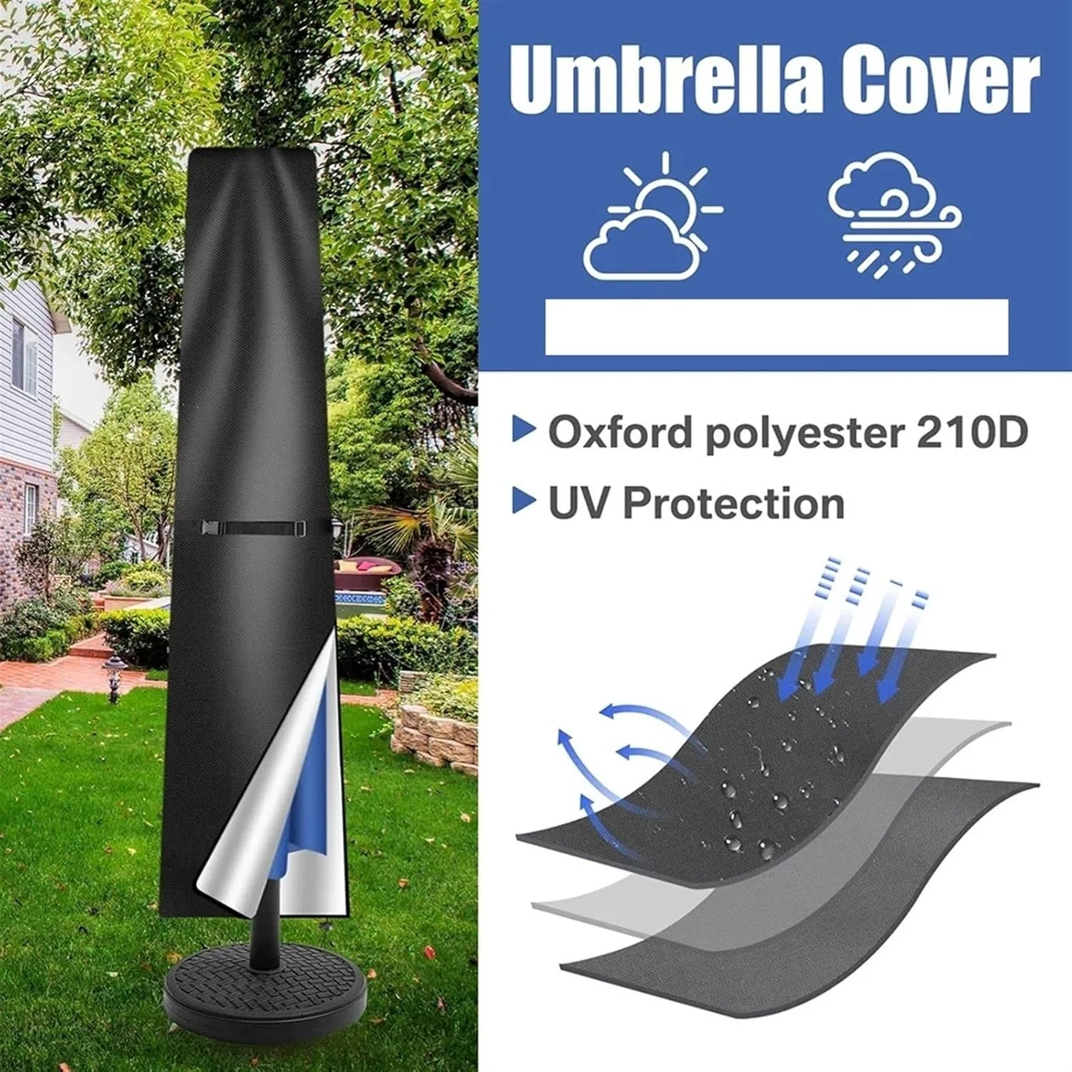 Umbrella Cover Garden Accessory Weather Resistant Design - Image 2