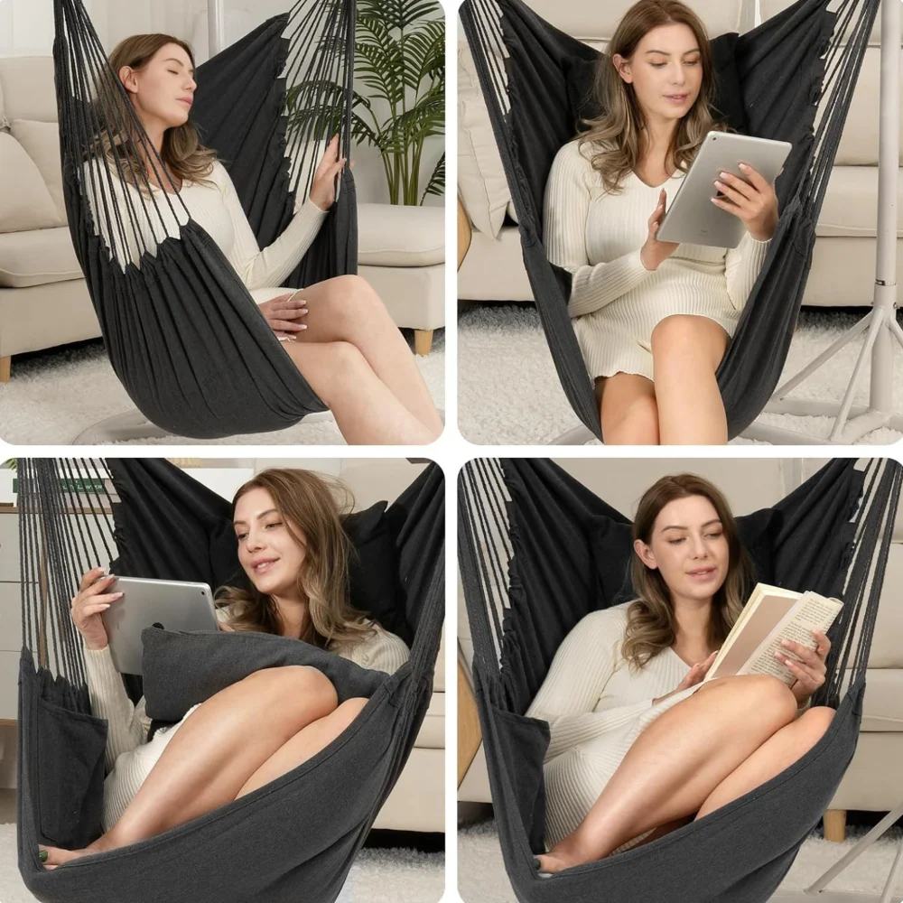 Hammock Chair Hanging Swing Seat hanging indoors or outdoors