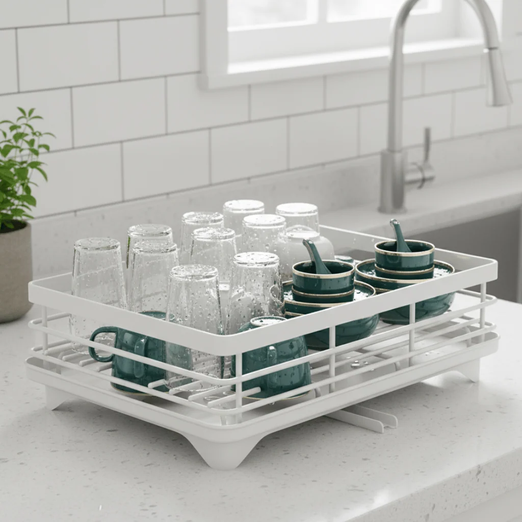 Elegant Dish Drainer - Space-Saving Kitchen Organizer made of Stainless Steel