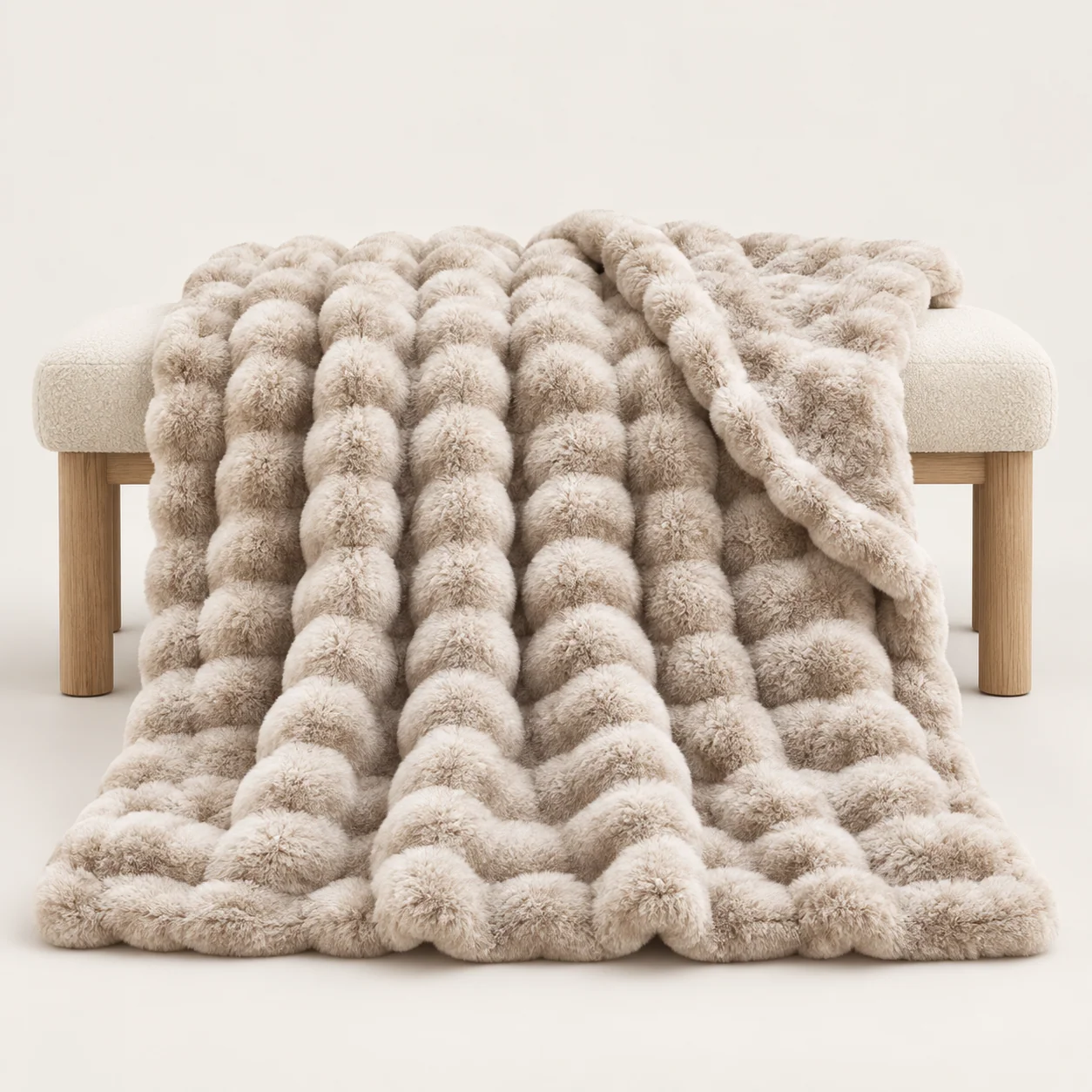 Faux Fur Throw Blanket | Fluffy Bubble Fleece Sofa Throw, 100 x 160 cm