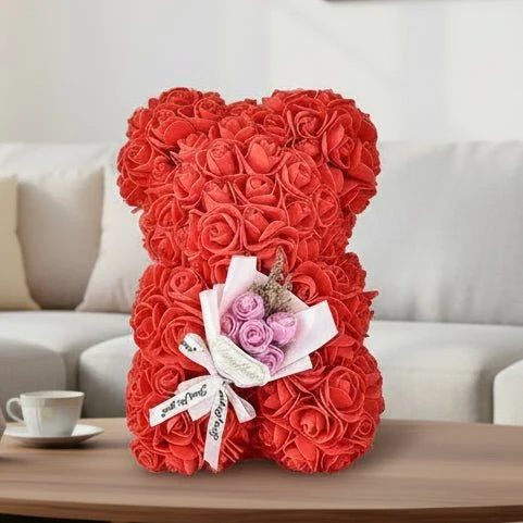 Artificial Foam Rose Bear for Valentine's Day and Home Style Decoration -