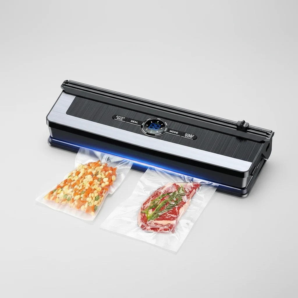 Davy | Professional 8-in-1 Vacuum Sealer | Integrated Precision Cutter | Modes for Dry & Moist Foods | Airtight LED Sealing System | Includes 15 Vacuum Bags