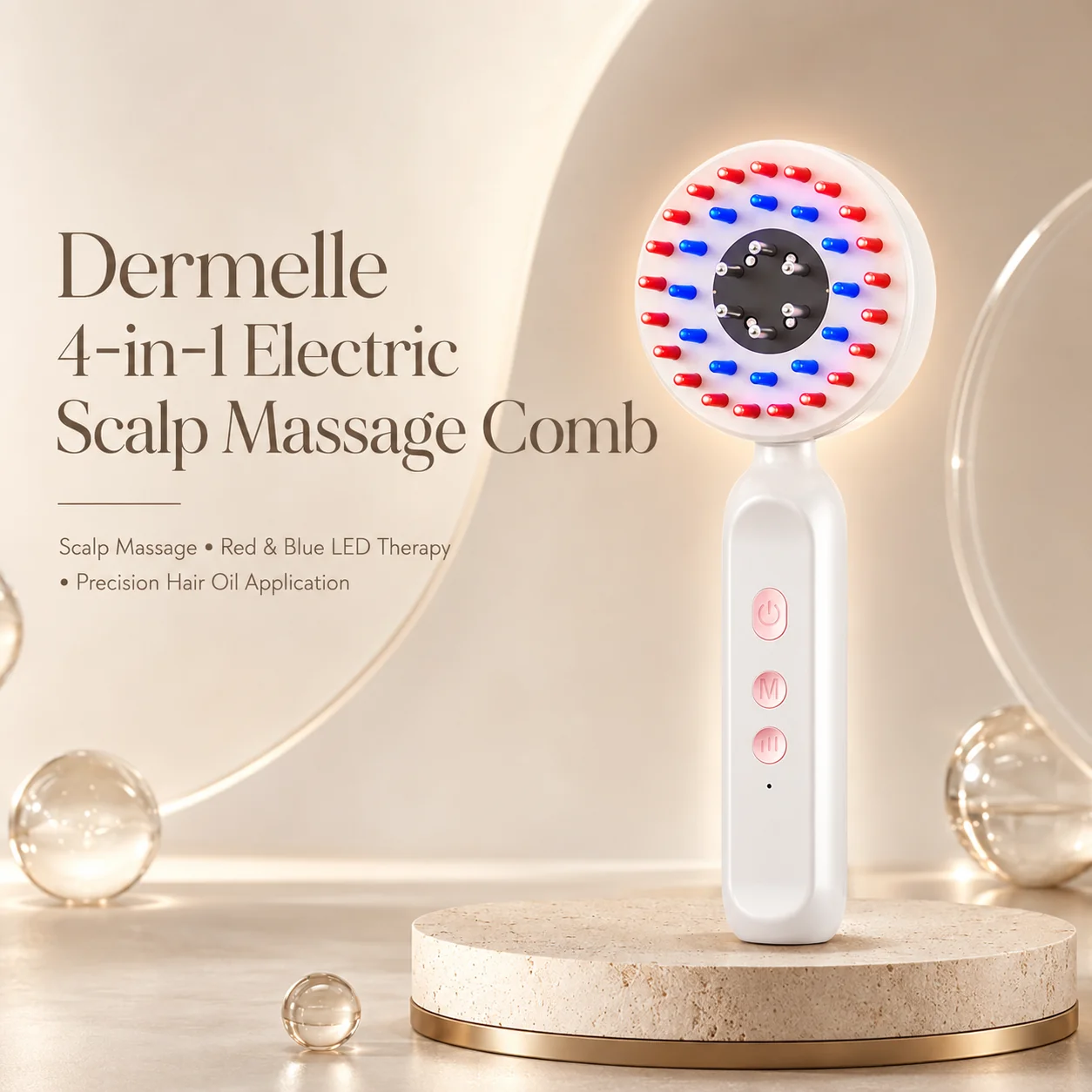 Dermelle 4-in-1 Electric Scalp Massage Comb