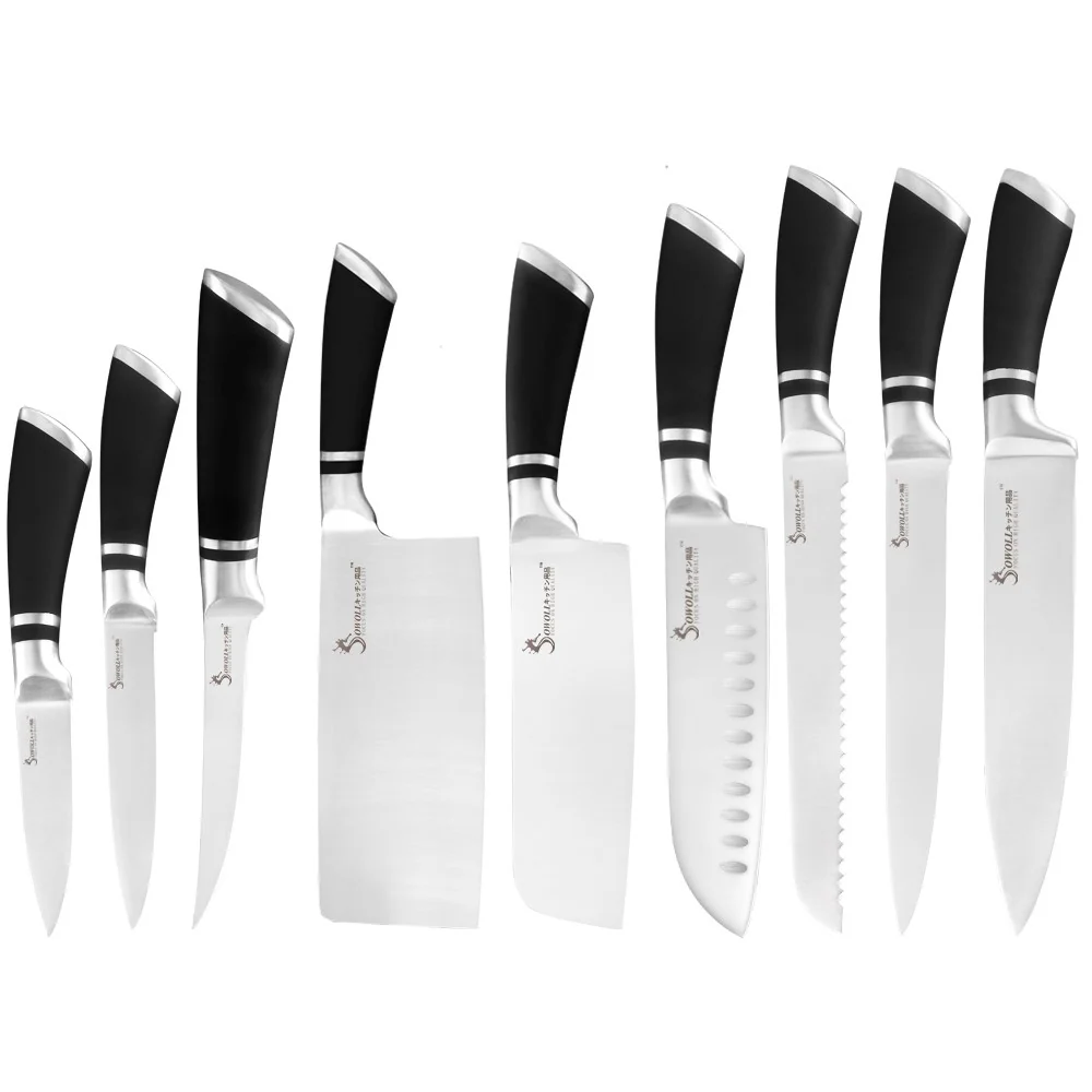 9pcs Stainless Steel Non-slip Handle Chef Chopping Knives Set
