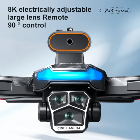A14 Pro Max Drone 8K Triple Camera, 4.3-Inch Screen Remote, Brushless Motors, Optical Flow, 360° Obstacle Avoidance, 3000m Range