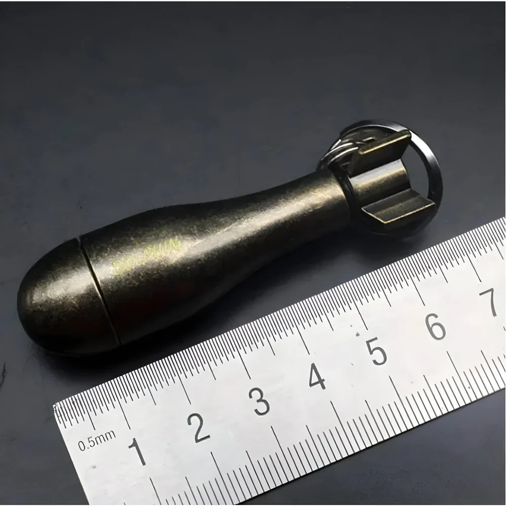 Reusable metal keychain with a permanent match lighter, view 2