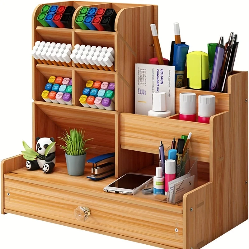 Spatial Bamboo Desk Organizer with Drawer – Organize Your Workspace Efficiently and Stylishly
