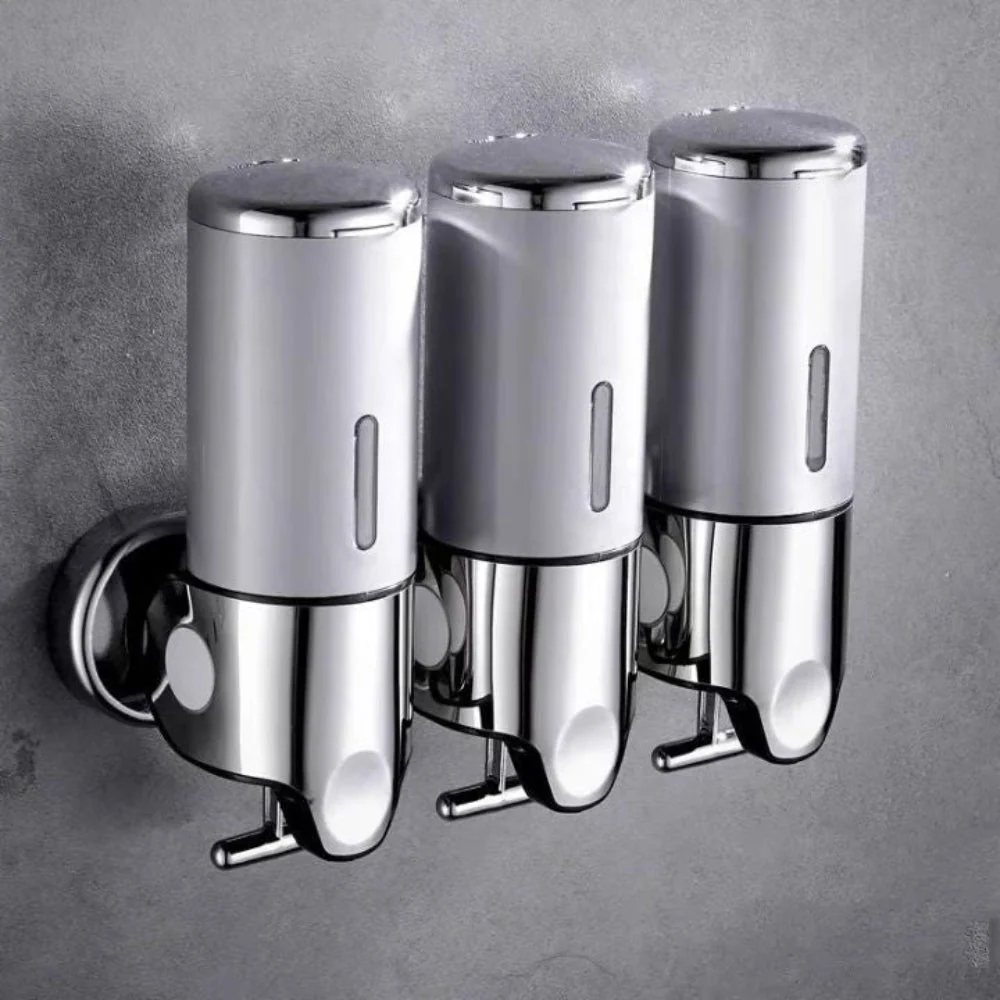 Wall Mounted Soap Dispenser Push Button Chrome Bathroom Pump 500ml for Liquid Soap Lotion and Sanitiser