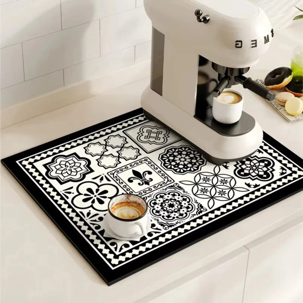 Stylish Coffee Bar Mat Absorbent Spill & Drip Catcher for Sinks