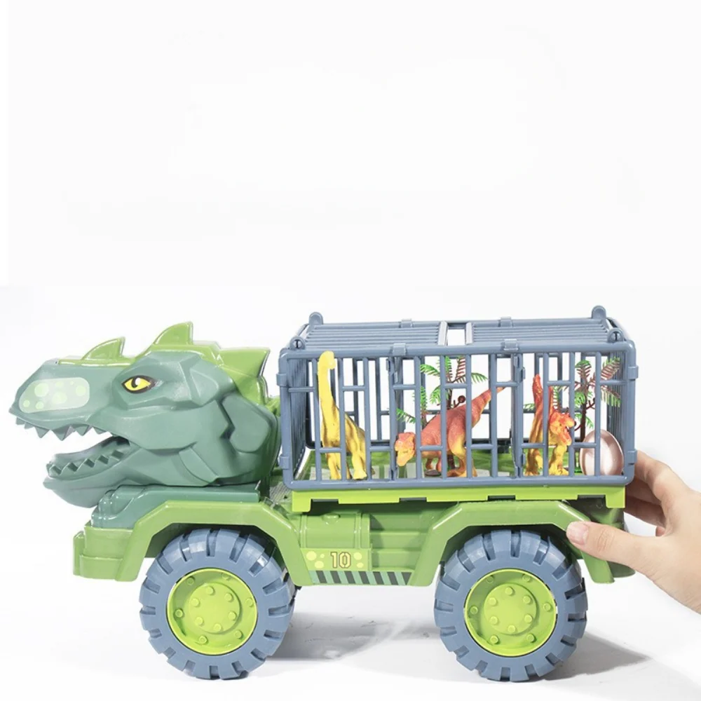 Dinosaur toy truck playset with cage vehicle and figures