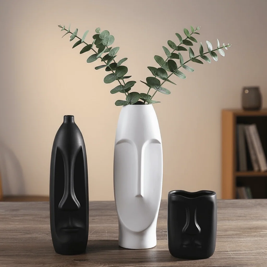 – Elegant Ceramic Ancient Art Head Vase for a Serene Ambiance
