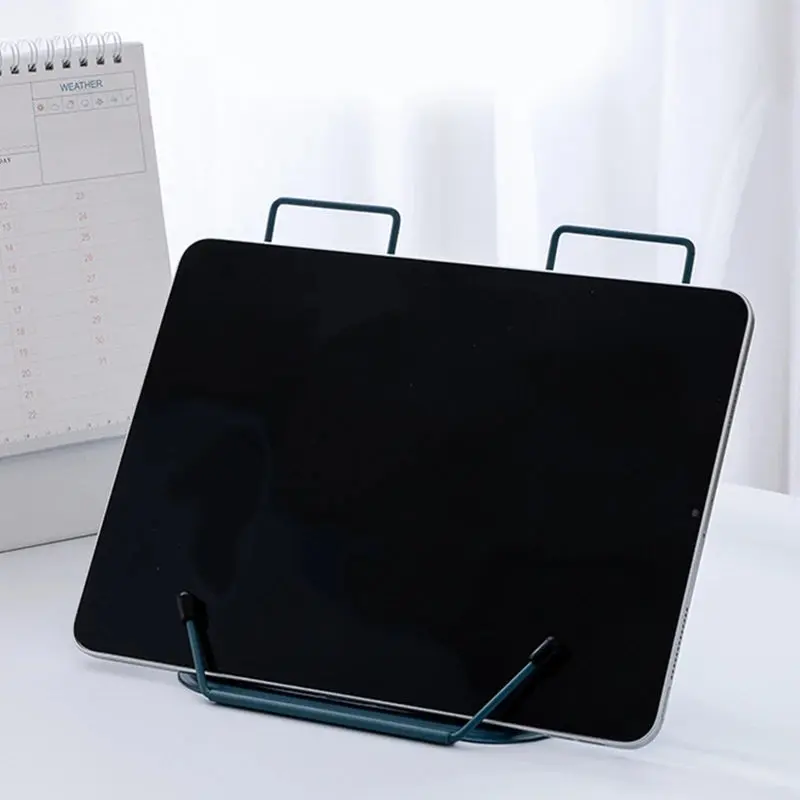 Adjustable desk book stand and portable bookrest with non-slip page clips, suitable for thick books, cookbooks, textbooks and recipes