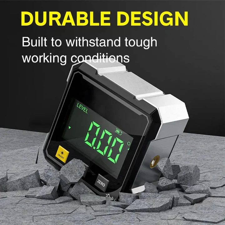 Compact digital angle finder with laser level and USB charging