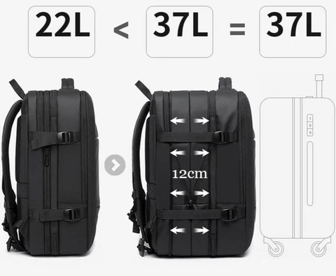 Cabin Airplane Travel Backpack, Expandable Business Style (USB)