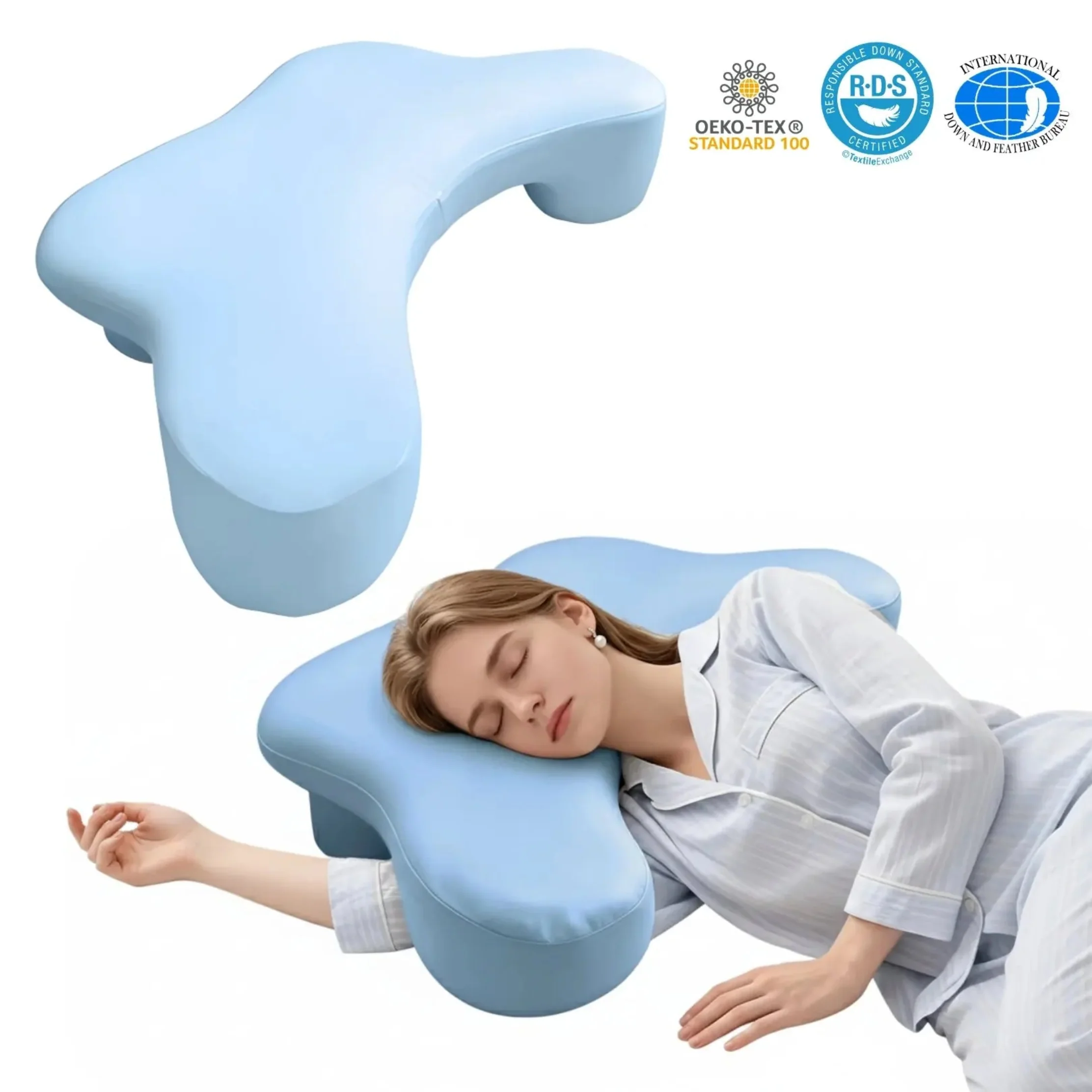Side Sleeper Pillow with Arm Channels – Support Foam Cushion