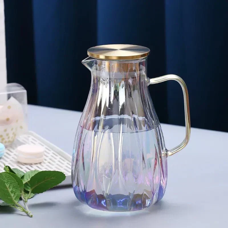Nova Retro Glass Water Pitcher With Stainless Steel Lid And Handle