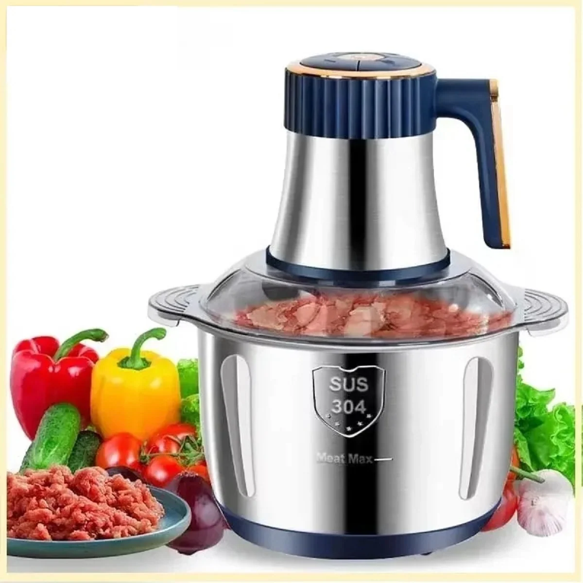 5L Electric Meat Grinder – Stainless Steel Food Chopper And Vegetable Slicer