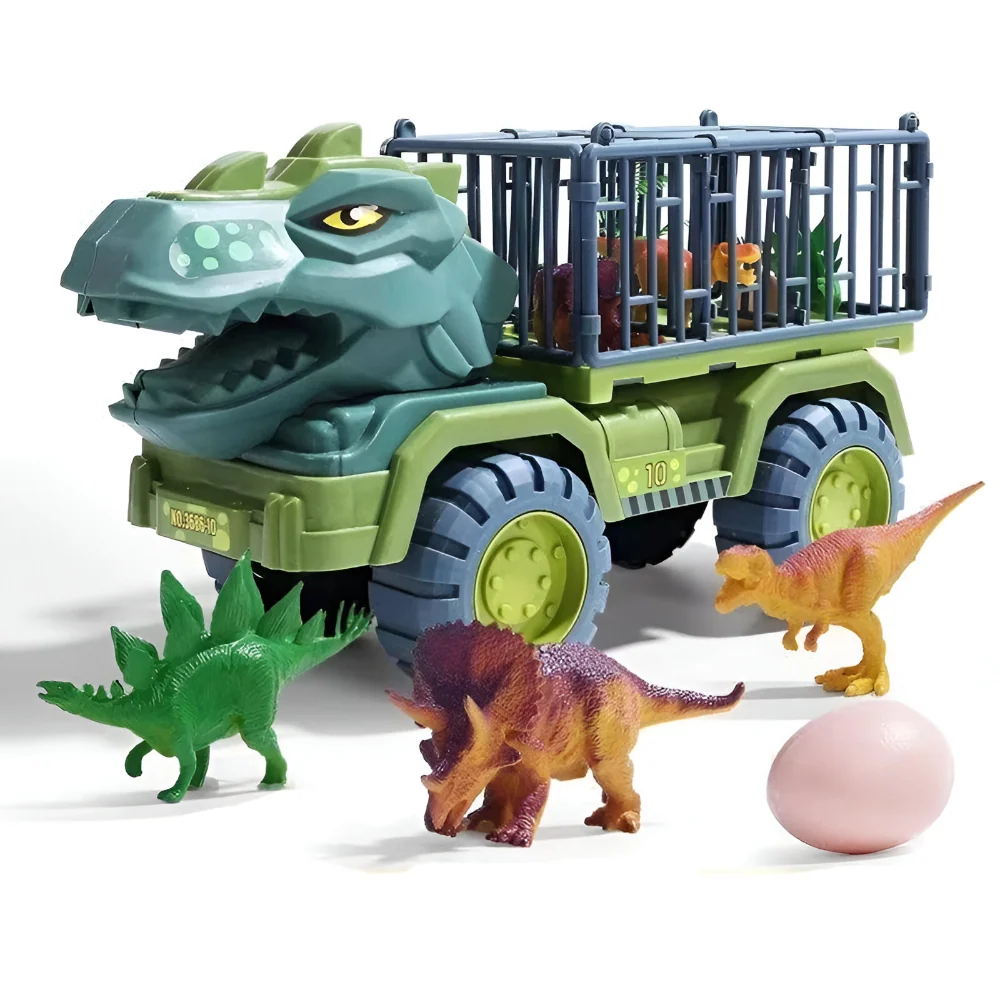 Dinosaur toy truck playset with figures and accessories