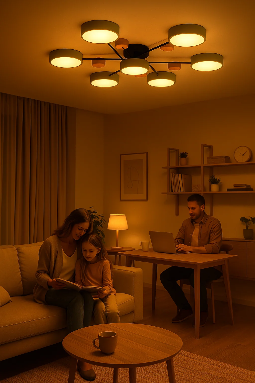 Scandinavian LED ceiling light with branch design installed in a room