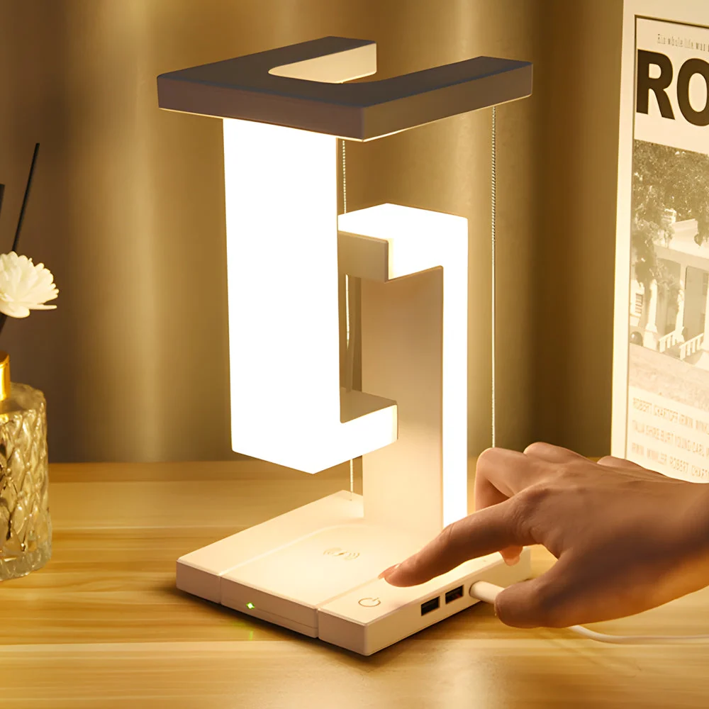 Elegant Floating Table Lamp with USB Charging and Powerful LED