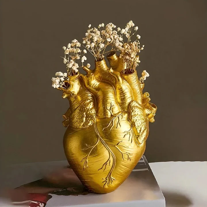 Heart shaped vase styled as a decorative gift