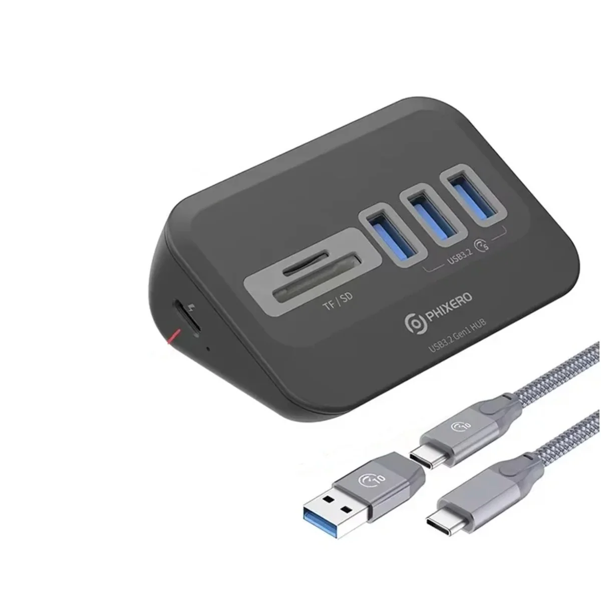 USB 3.2 Docking Station Hub 10Gbps Multi-Port Type-C Adapter with SD Card Reader